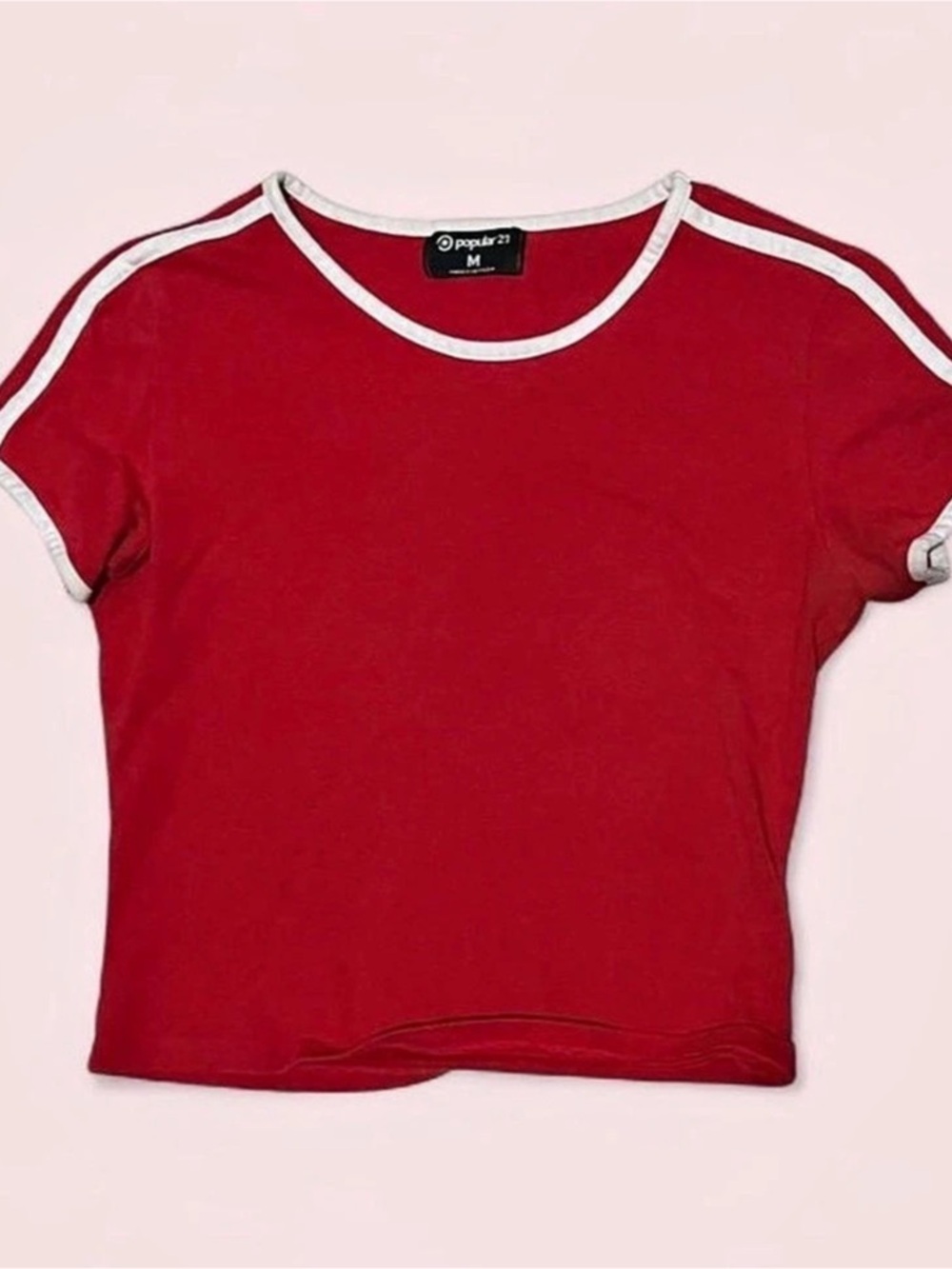 Color Block Tee in Red & White Size Medium